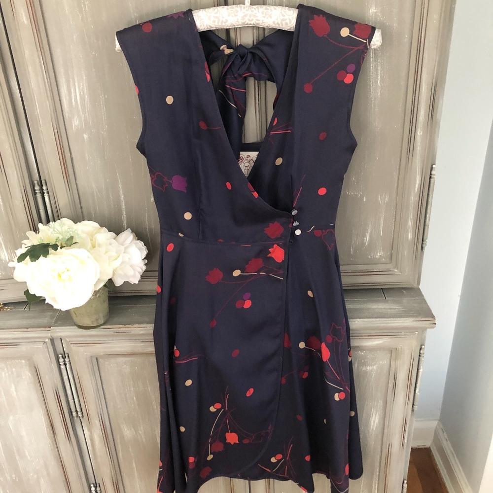 Trovata Blue Polka Dot Wrap Sun Dress